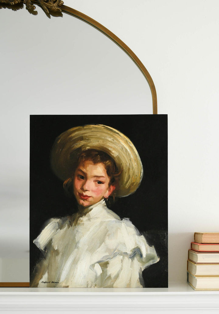 'Girl With Straw Hat' fine art portrait by Robert Henri